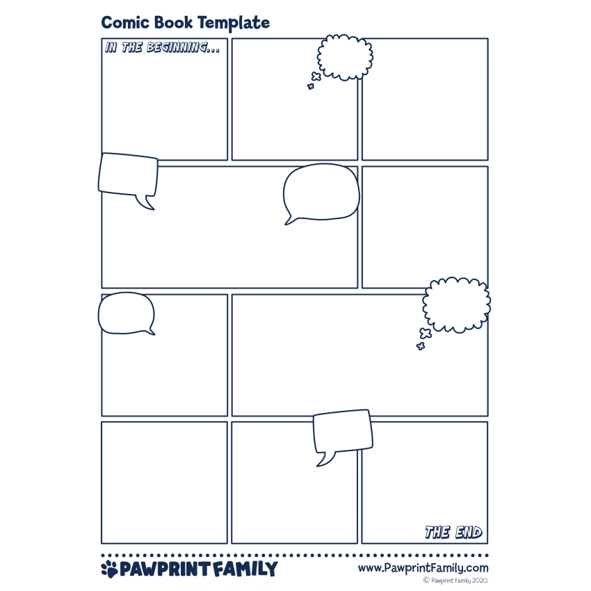 Comic Book Template Pawprint Family Comic Book Template Pawprint Family
