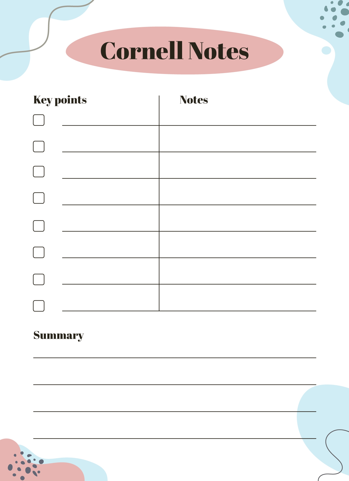 Cornell Notes Printable Free Google Docs Template Gdoc io Cornell Notes Printable Free Google Docs Template Gdoc io