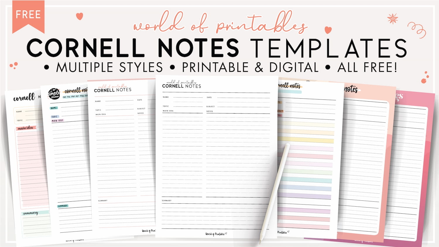 Printable Cornell Notes Template Printable Cornell Notes Template