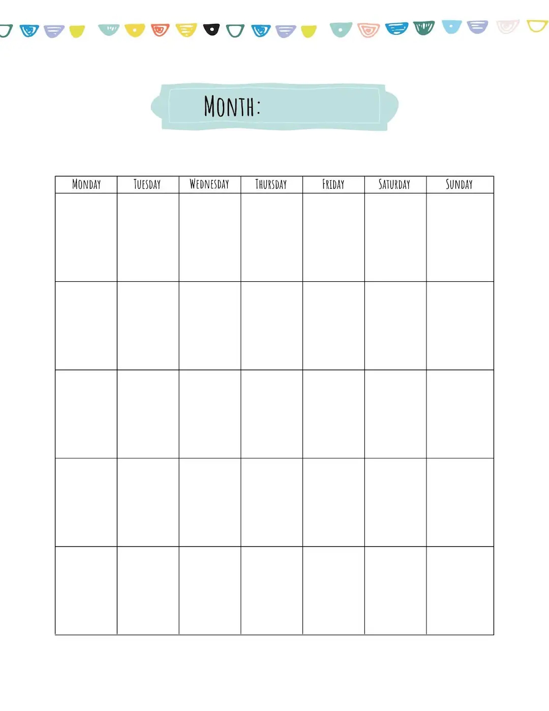 Cute Blank Calendar Template 8 5 X 11 Inches Vertical Printable Calendar Page PDF Printable Instant Download Etsy Cute Blank Calendar Template 8 5 X 11 Inches Vertical Printable Calendar Page PDF Printable Instant Download Etsy