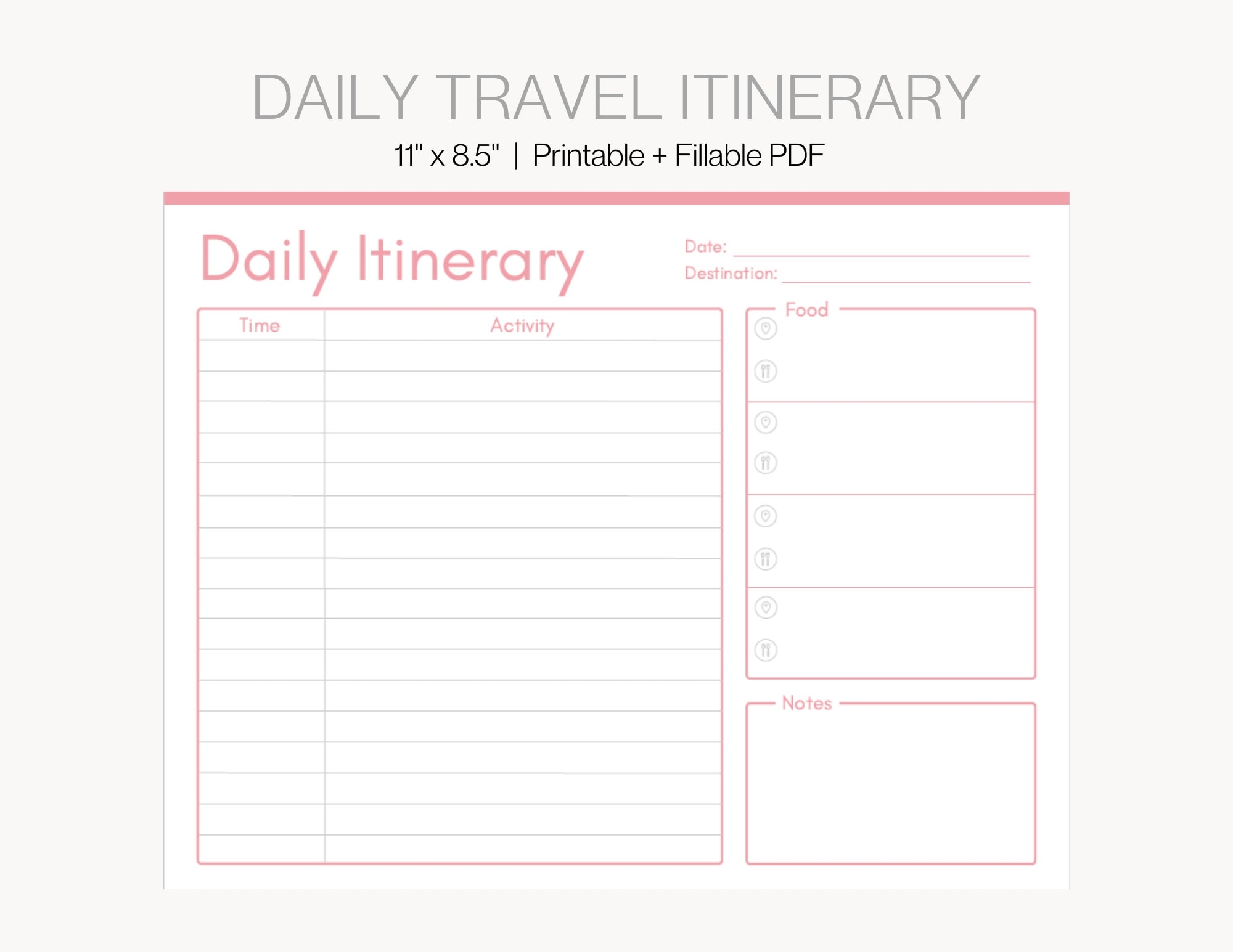 Printable Travel Itinerary Template Printable Travel Itinerary Template