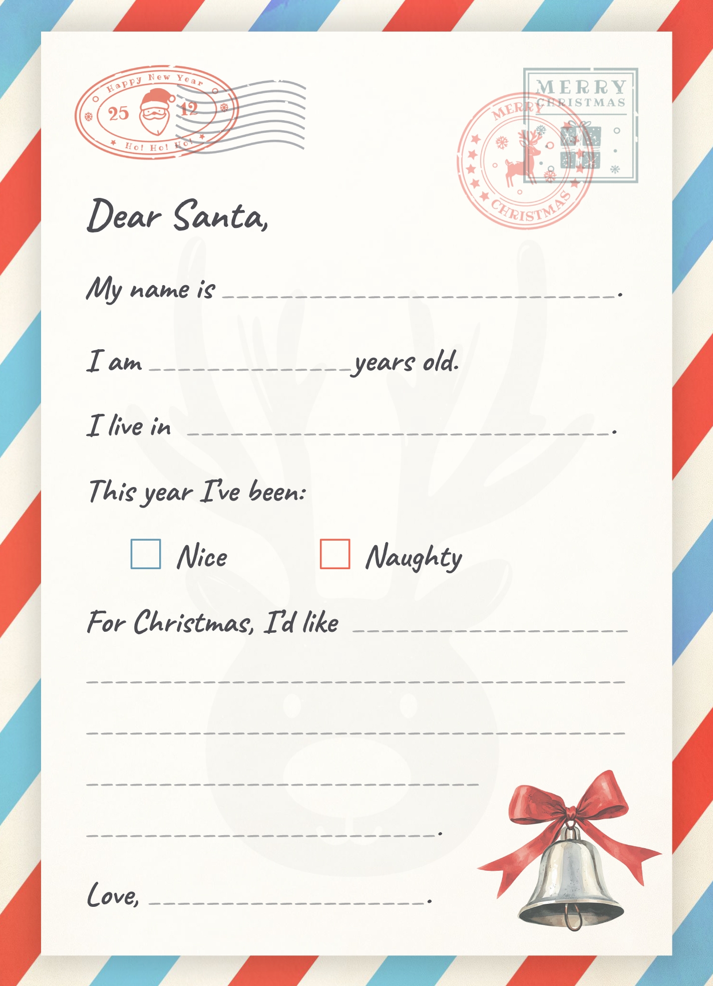 Free Printable Dear Santa Letter Templates