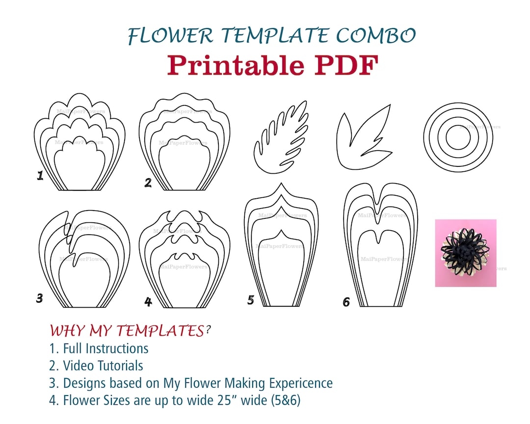 Digital Paper Flower Template PDF Paper Flower Bundles Giant Paper Digital Paper Flower Template PDF Paper Flower Bundles Giant Paper