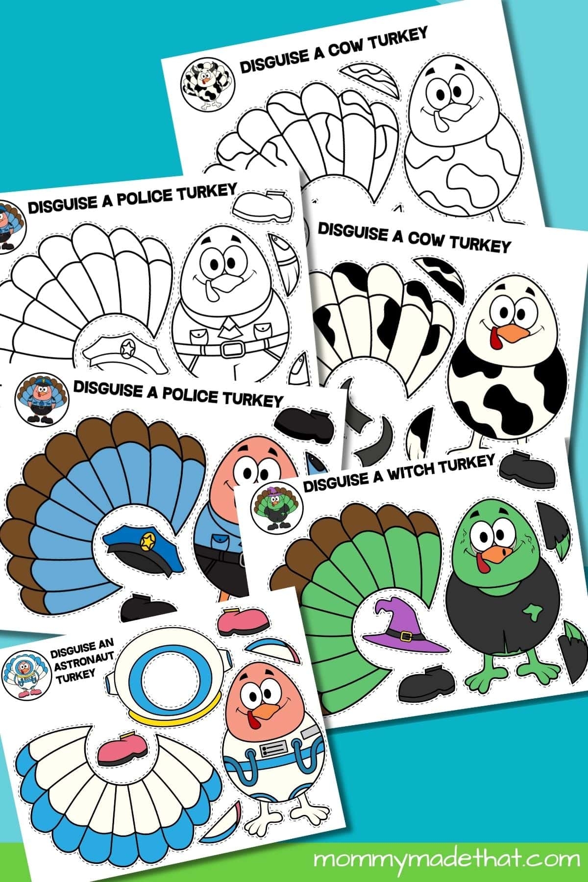 Template Turkey In Disguise Printable Outfits
