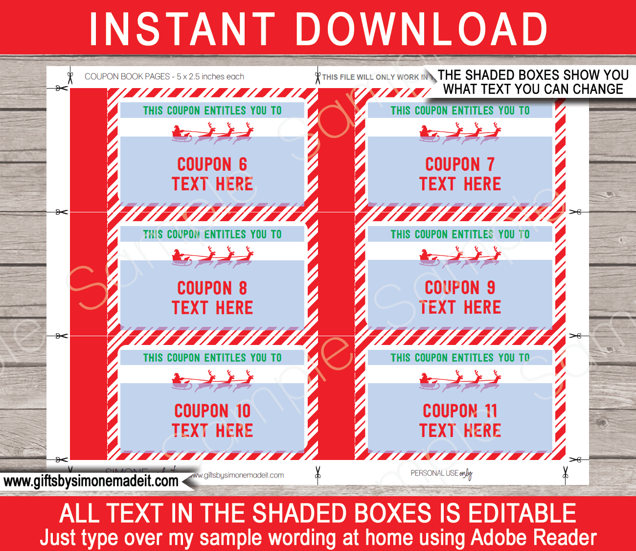 DIY Christmas Coupons Book Template Printable Personalized Vouchers DIY Christmas Coupons Book Template Printable Personalized Vouchers