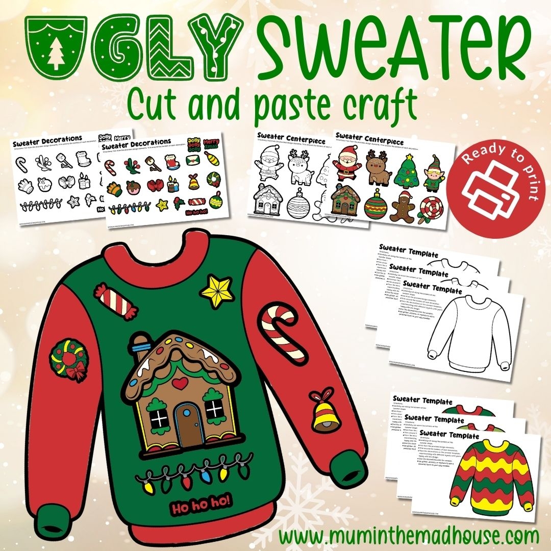 DIY Ugly Sweater Craft For Kids Free Printable Templates For Holiday Fun DIY Ugly Sweater Craft For Kids Free Printable Templates For Holiday Fun