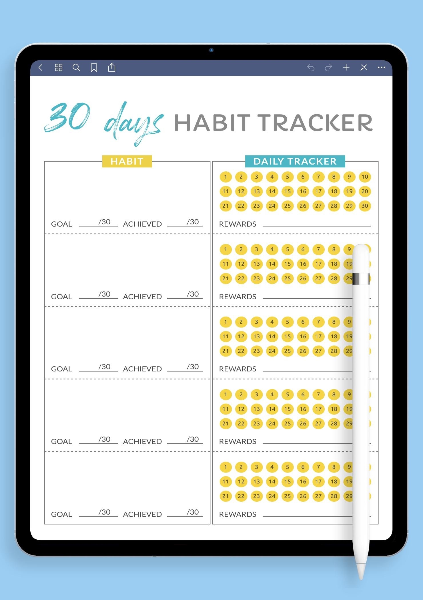 Habit Tracker Template Printable