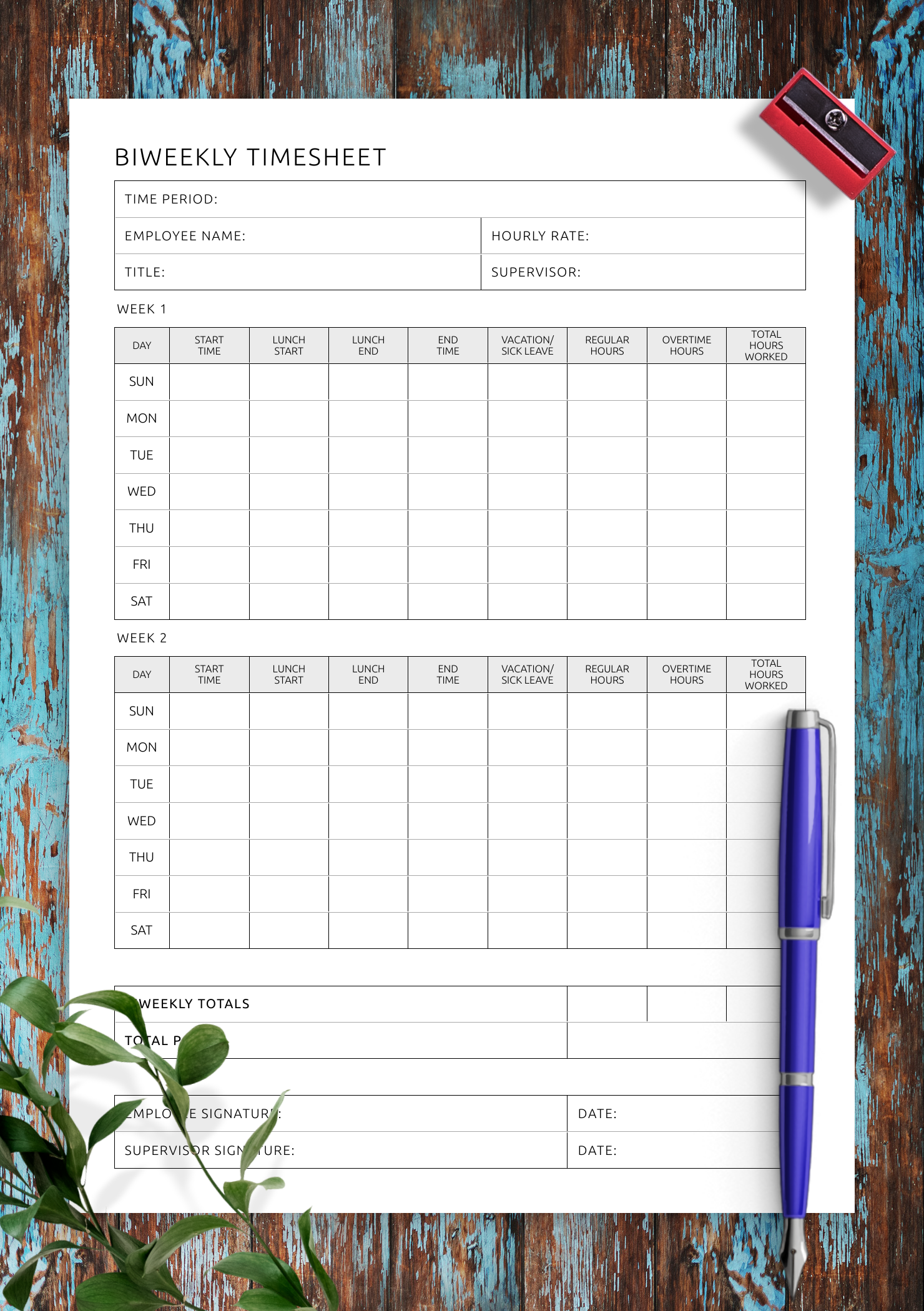 Download Printable Biweekly Timesheet Template PDF Download Printable Biweekly Timesheet Template PDF