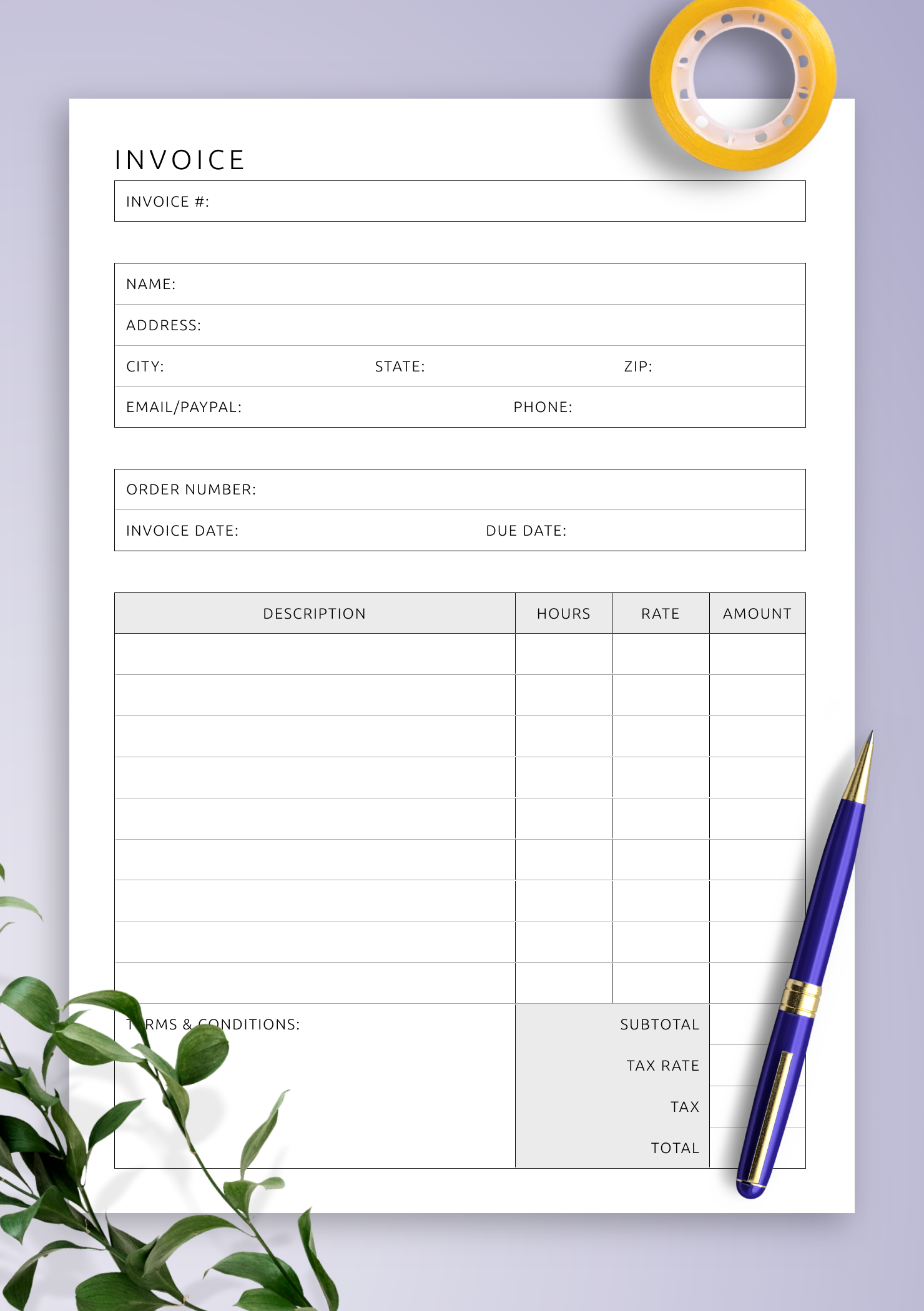 Invoice Template Printable Invoice Template Printable