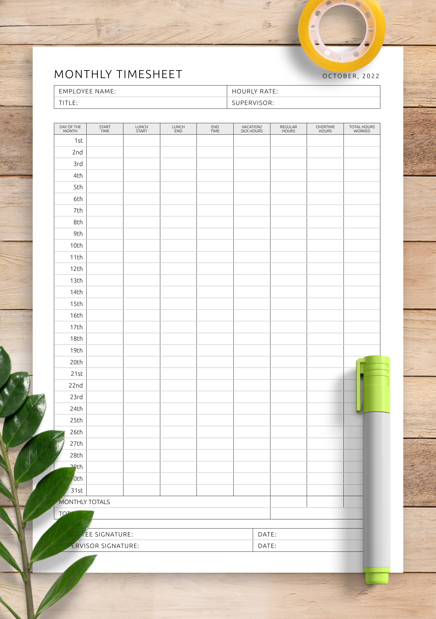 Timesheet Template Printable Timesheet Template Printable