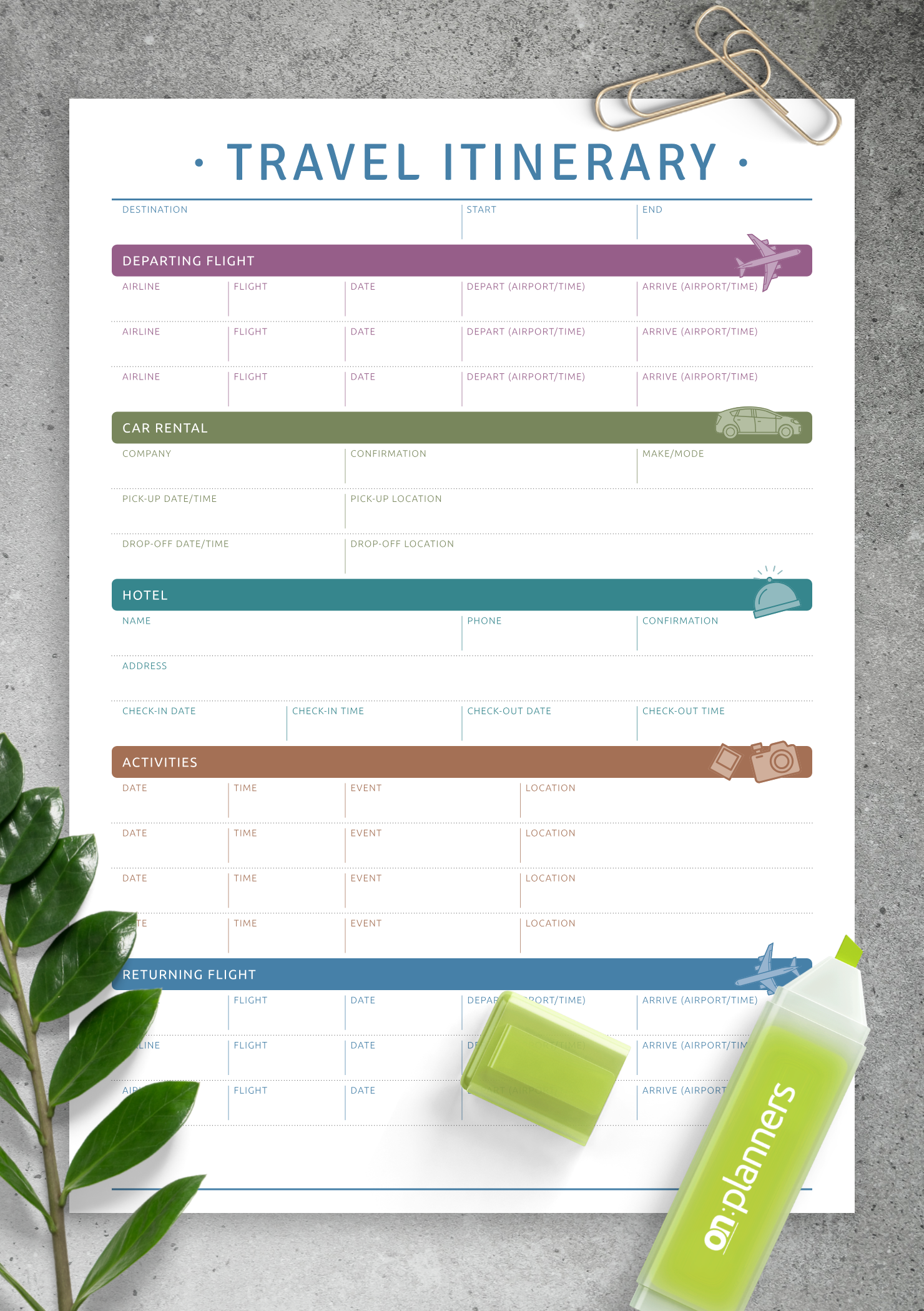 Download Printable Travel Itinerary PDF Download Printable Travel Itinerary PDF