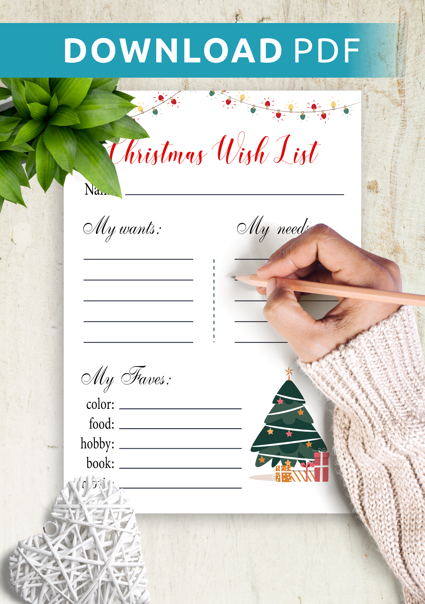 Download Printable White Christmas Wish List Template PDF Download Printable White Christmas Wish List Template PDF