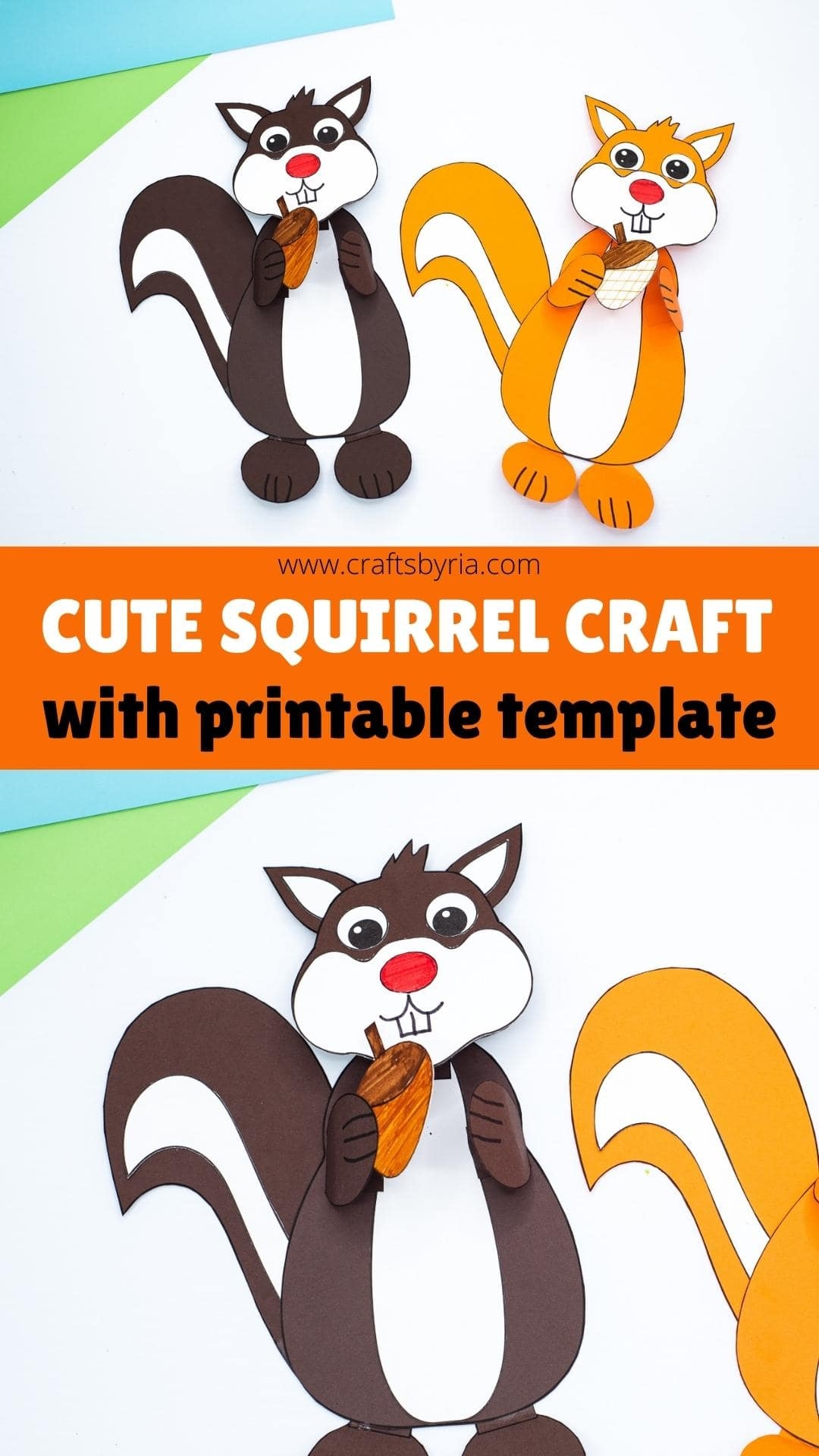 Easy Squirrel Craft With Bobblehead Printable Template Crafts By Ria Easy Squirrel Craft With Bobblehead Printable Template Crafts By Ria