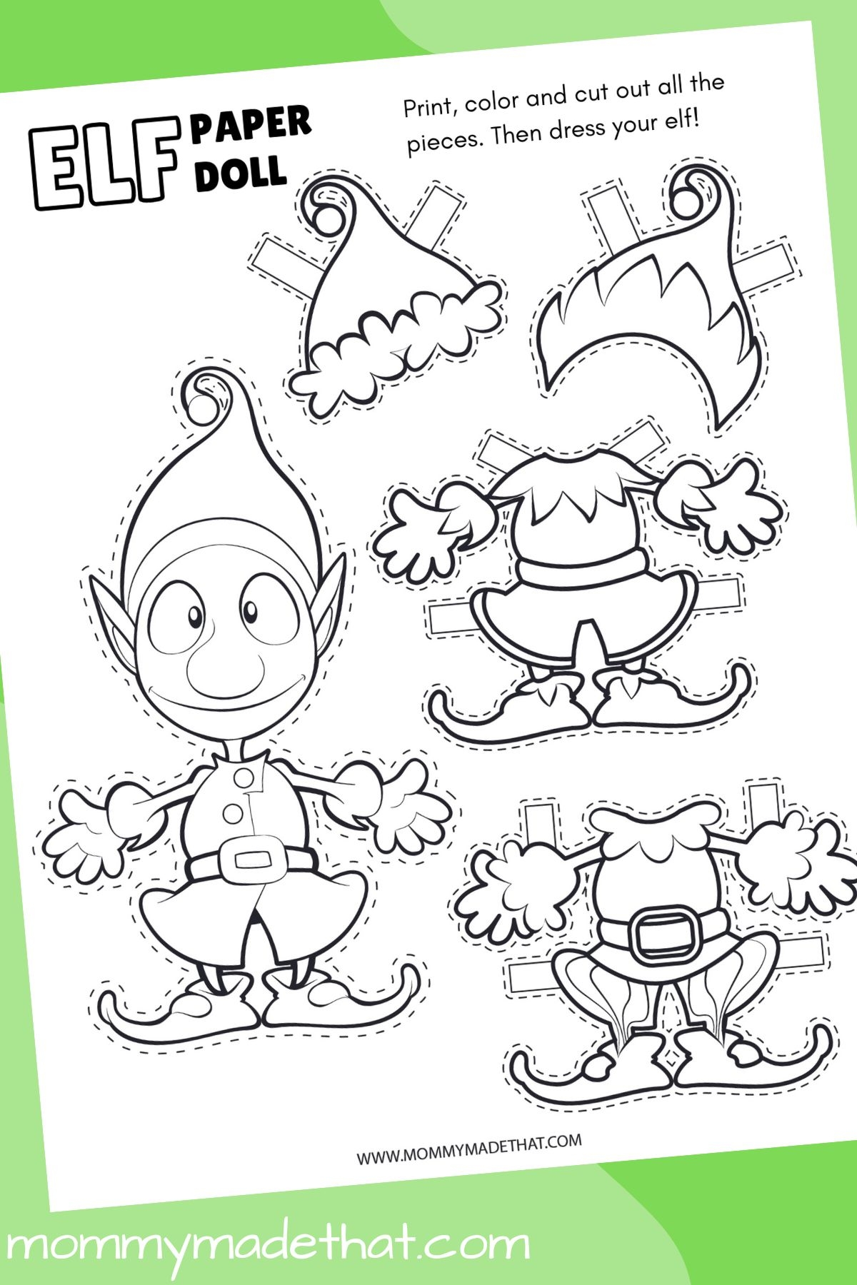 Elf Paper Doll Grab The Free Printable Template Elf Paper Doll Grab The Free Printable Template