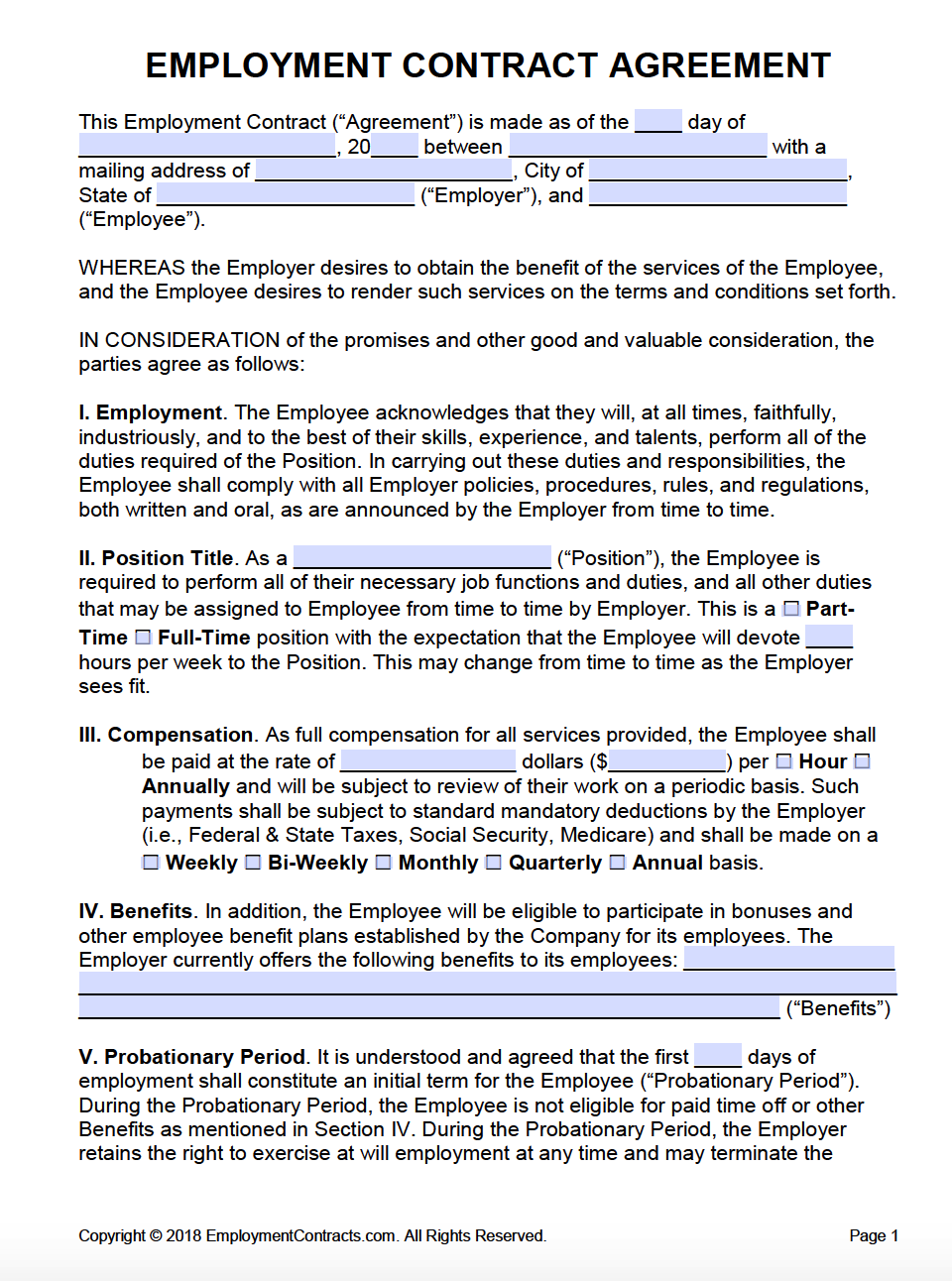 Employment Agreements Contracts PDF Word Employment Agreements Contracts PDF Word