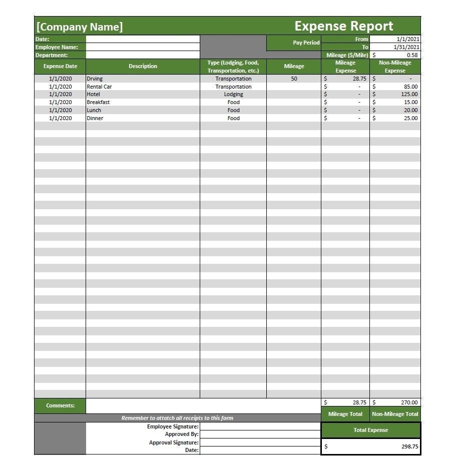 Expense Report Template excel Editable Printable Etsy Expense Report Template excel Editable Printable Etsy