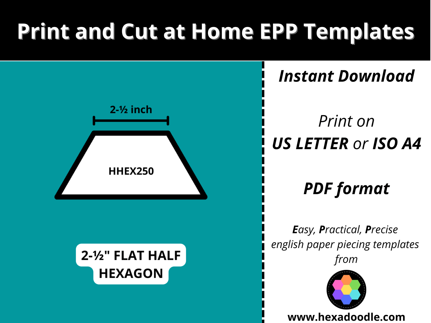 FHHEX250 FLAT HALF HEXAGON EPP Print And Cut At Home Templates 2 Inch Sides For Printing And Cutting Out At Home 6 Flat Half Hexagons Per Page FHHEX250 FLAT HALF HEXAGON EPP Print And Cut At Home Templates 2 Inch Sides For Printing And Cutting Out At Home 6 Flat Half Hexagons Per Page