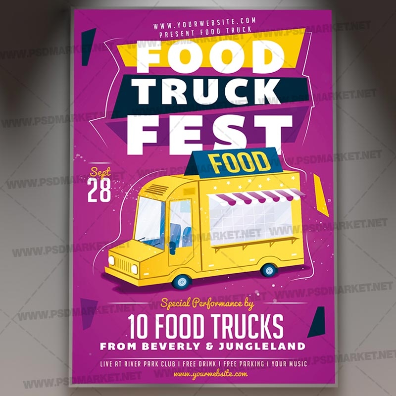 Food Truck Festival Card Printable Template Flyer PSDmarket Food Truck Festival Card Printable Template Flyer PSDmarket