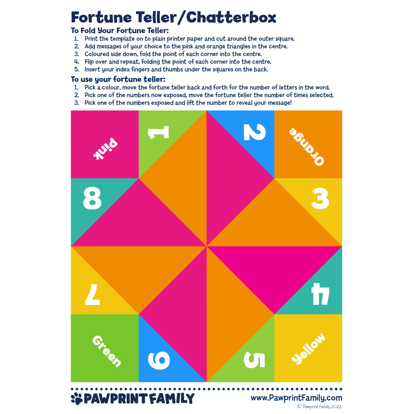 Paper Fortune Teller Template Printable Paper Fortune Teller Template Printable