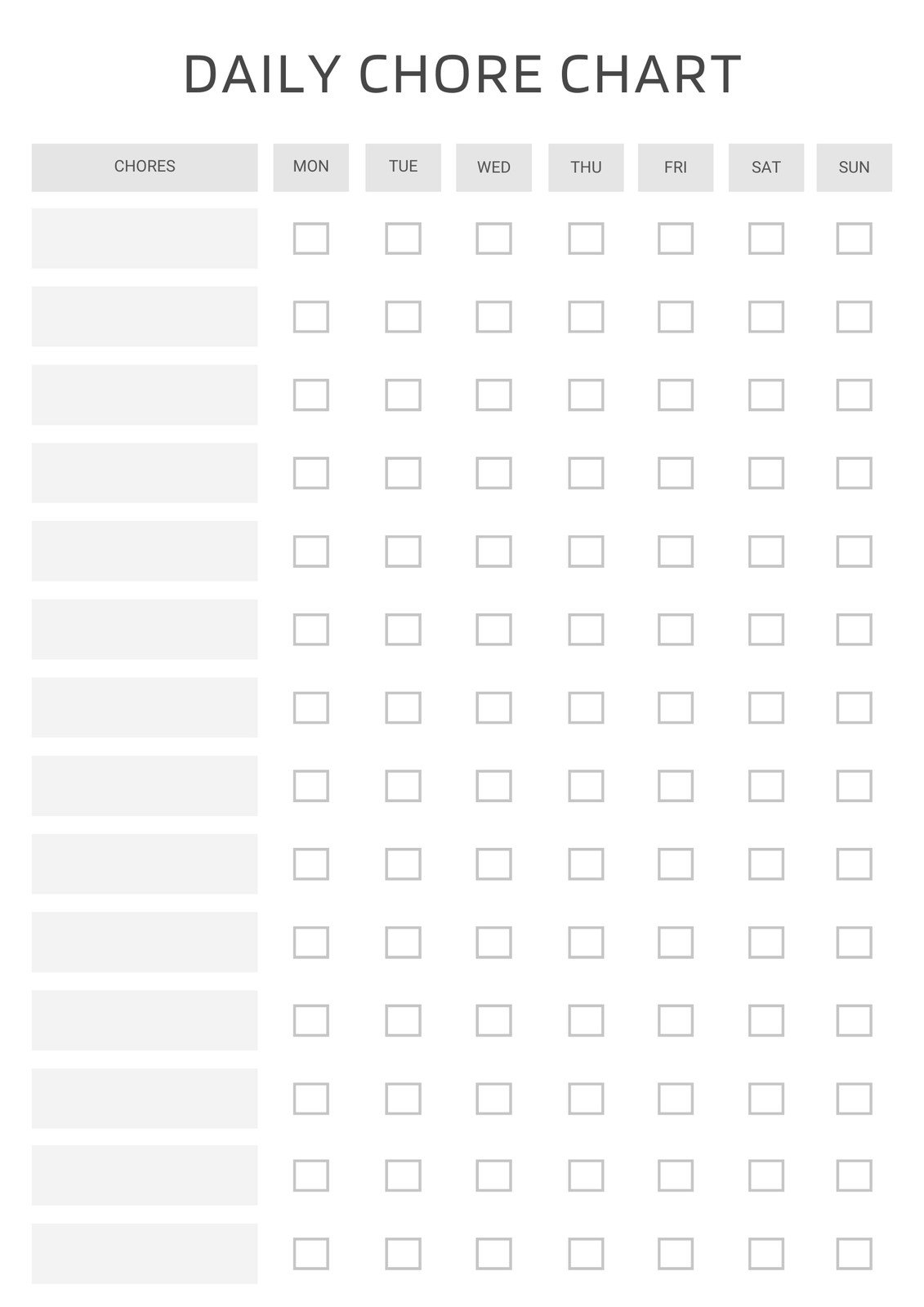 Chore Chart Template Printable Chore Chart Template Printable