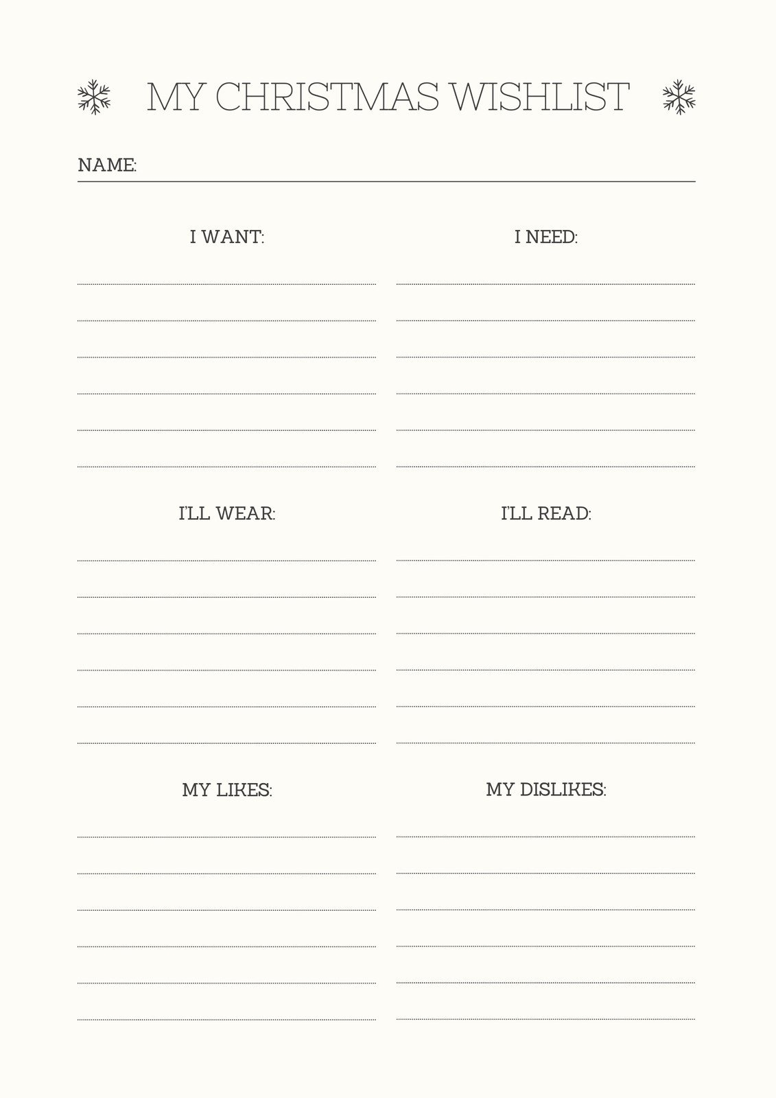 Wish List Template Printable Wish List Template Printable