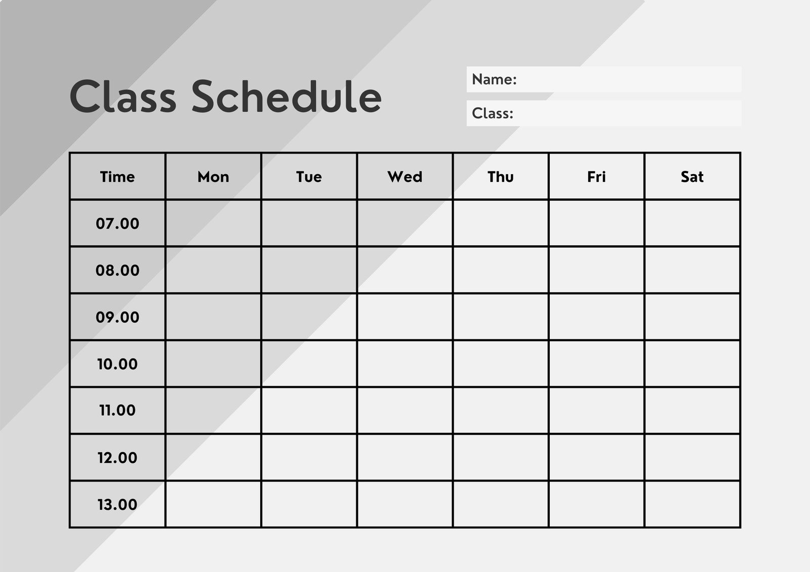 Printable Class Schedule Template Printable Class Schedule Template