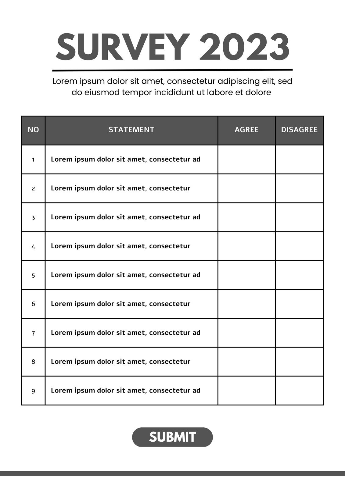 Printable Survey Template Printable Survey Template