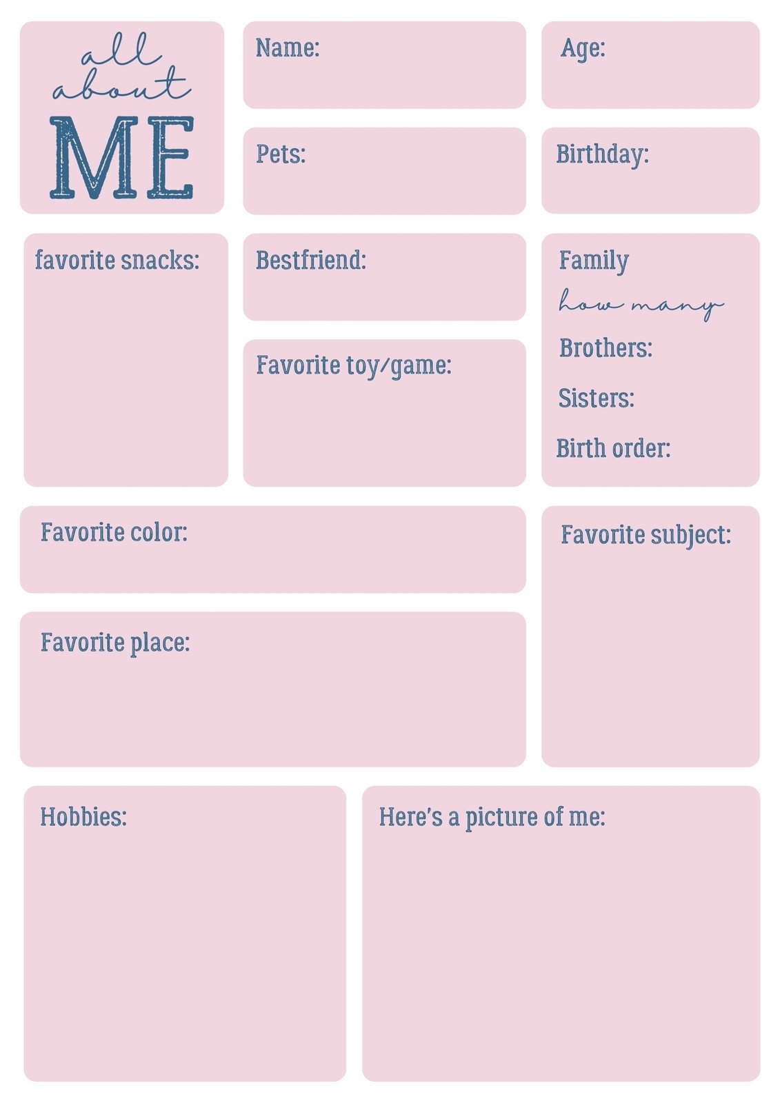 Free And Printable All About Me Worksheet Templates Canva Free And Printable All About Me Worksheet Templates Canva