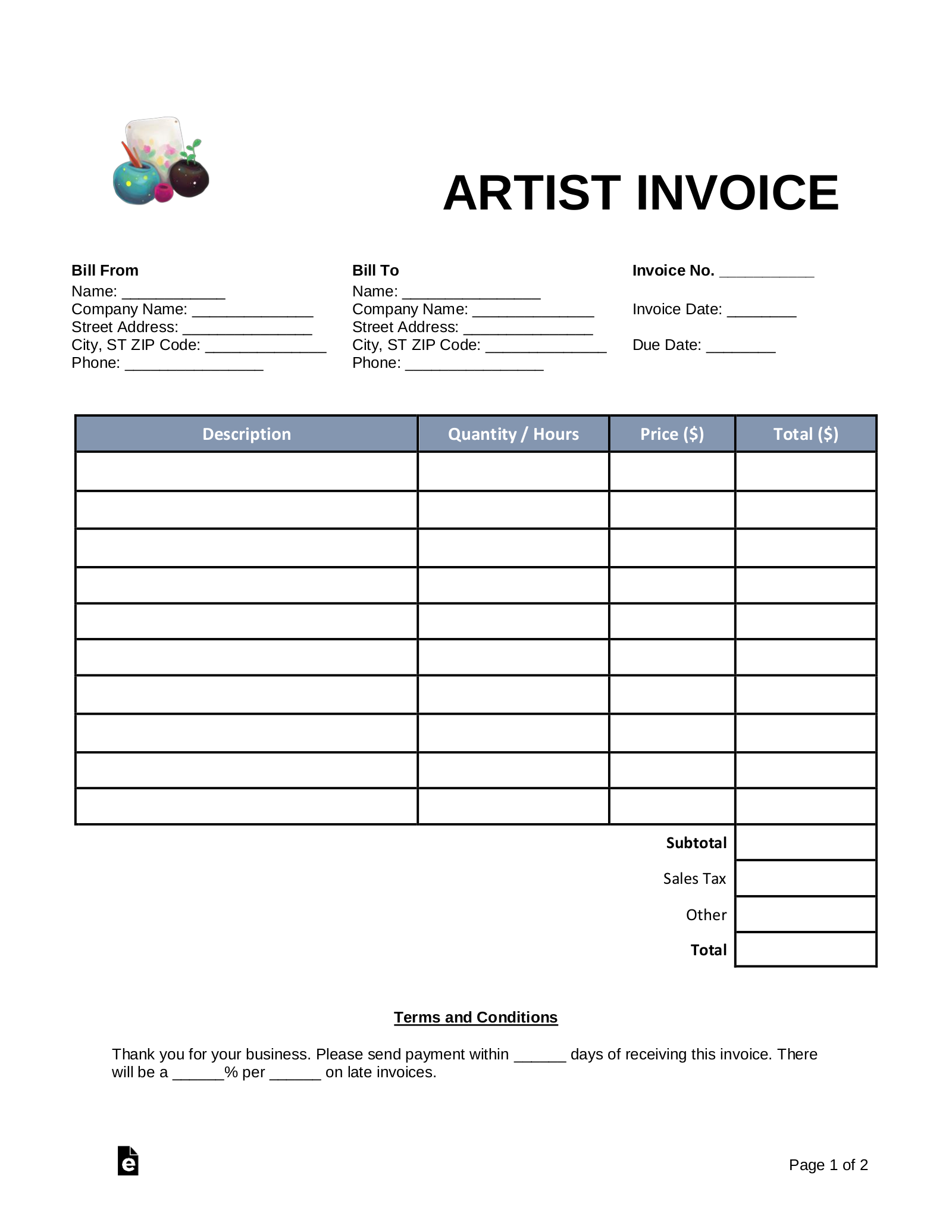 Free Printable Bill Template Free Printable Bill Template