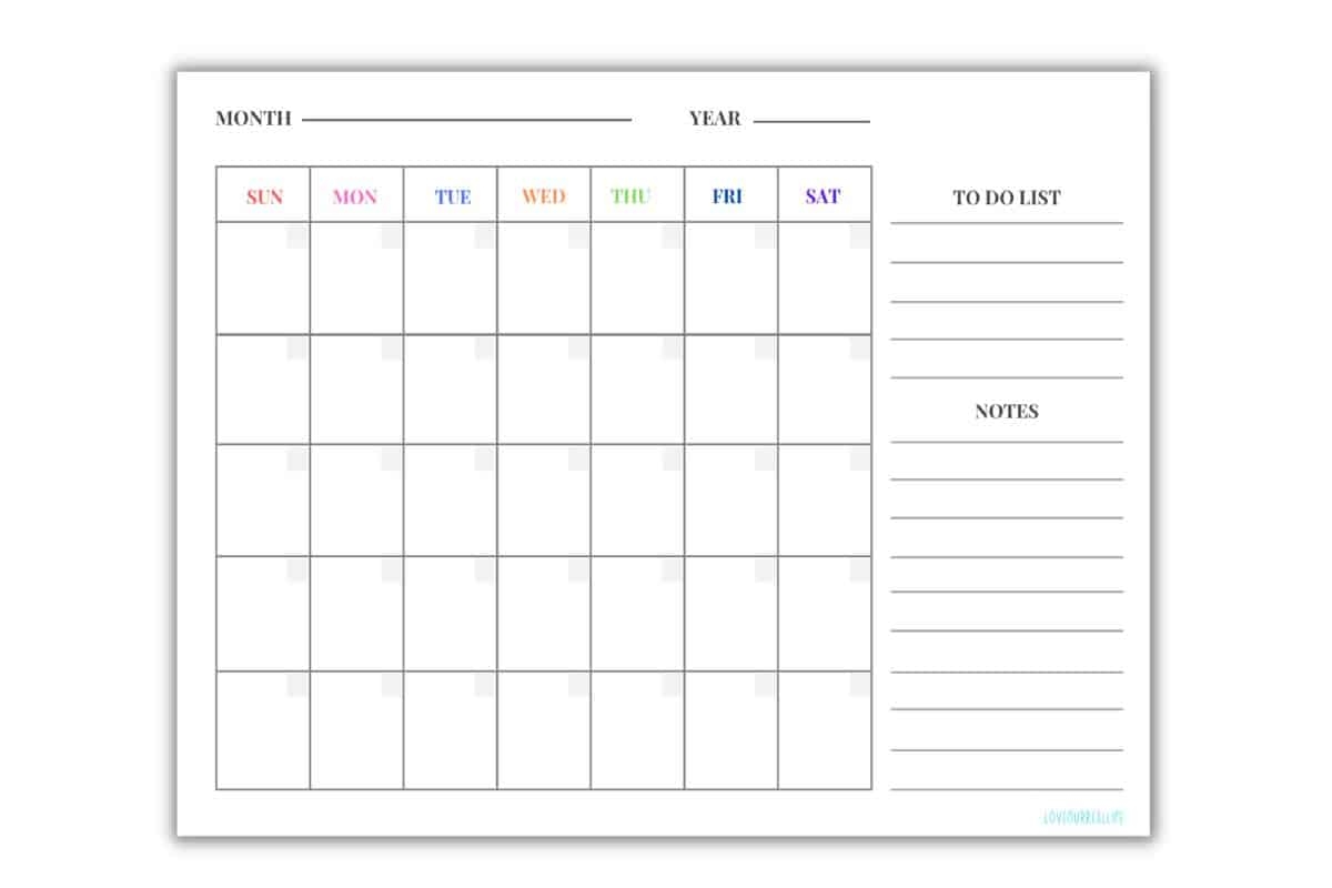 Blank Calendar Template Printable Blank Calendar Template Printable