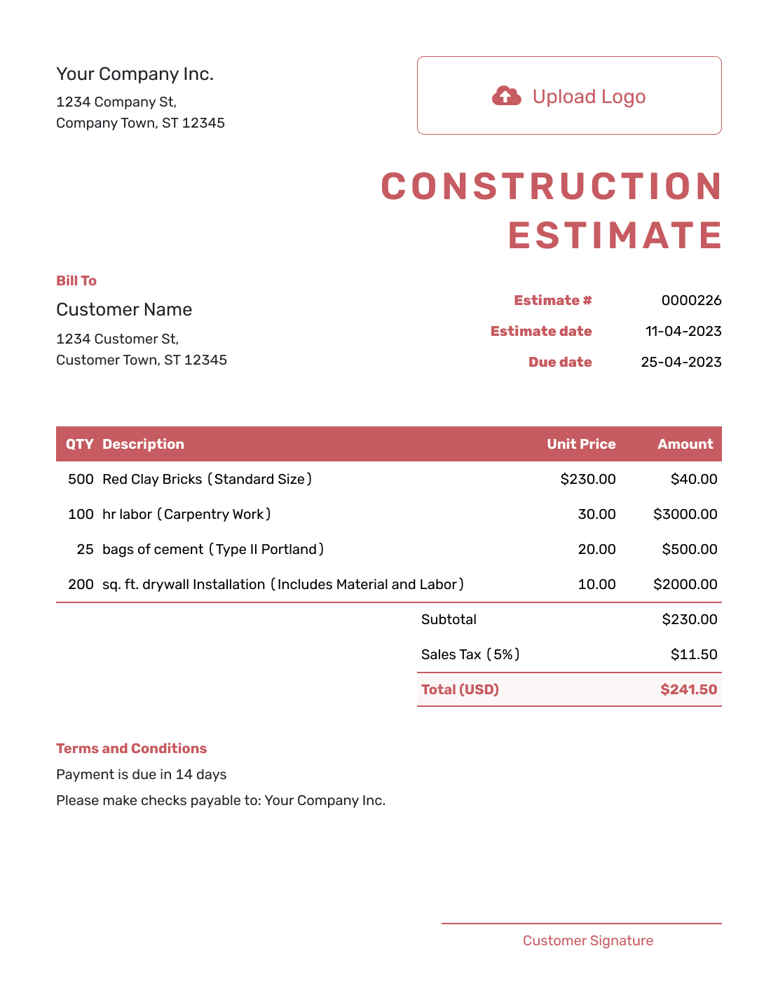 Free Construction Estimate Template Docelf Free Construction Estimate Template Docelf