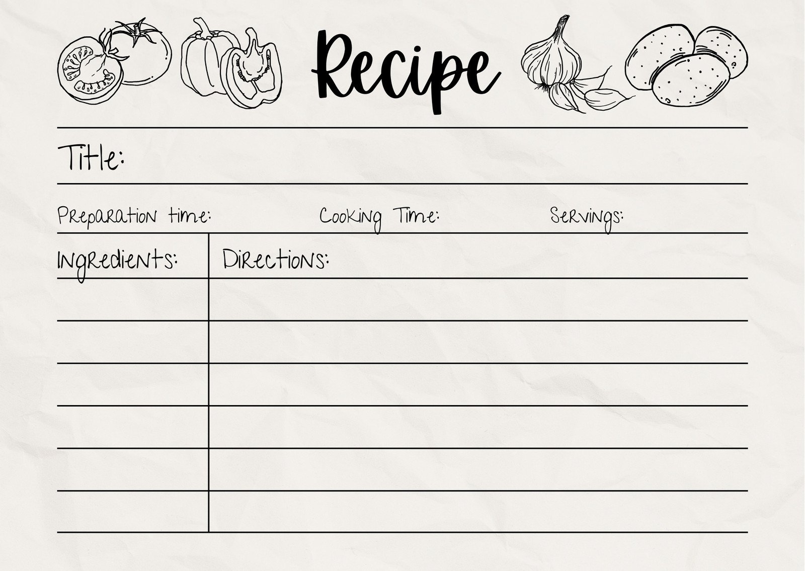 Recipe Printable Template Recipe Printable Template
