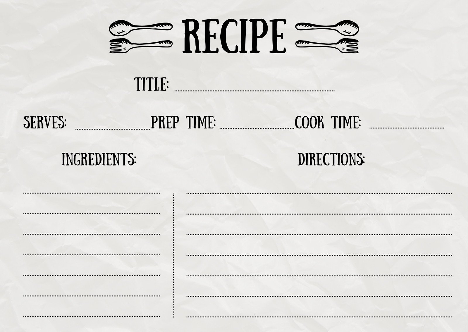 Printable Recipe Card Template Printable Recipe Card Template