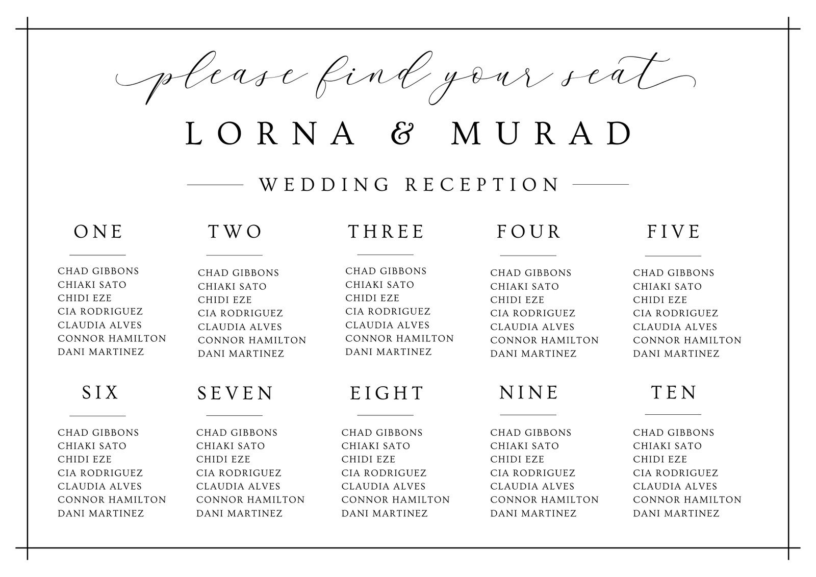 Free Custom Printable Wedding Seating Chart Templates Canva Free Custom Printable Wedding Seating Chart Templates Canva