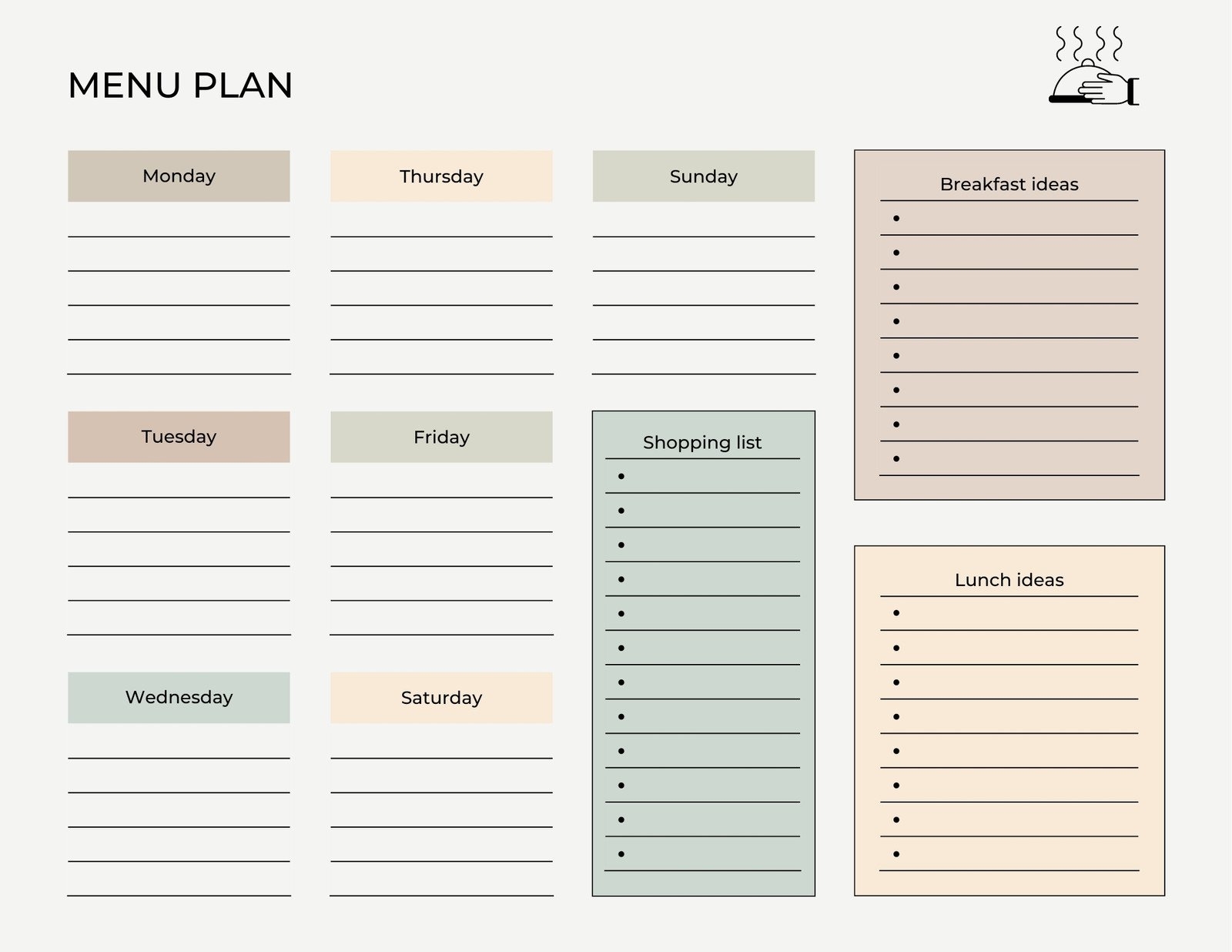 Printable Meal Planning Template Printable Meal Planning Template