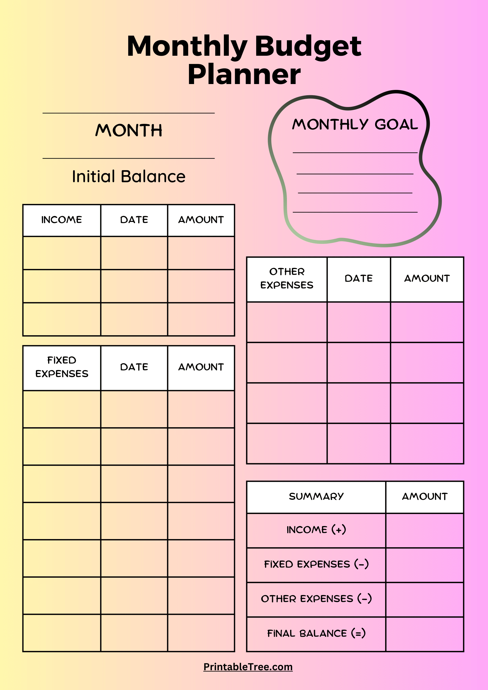 Printable Simple Monthly Budget Template Printable Simple Monthly Budget Template