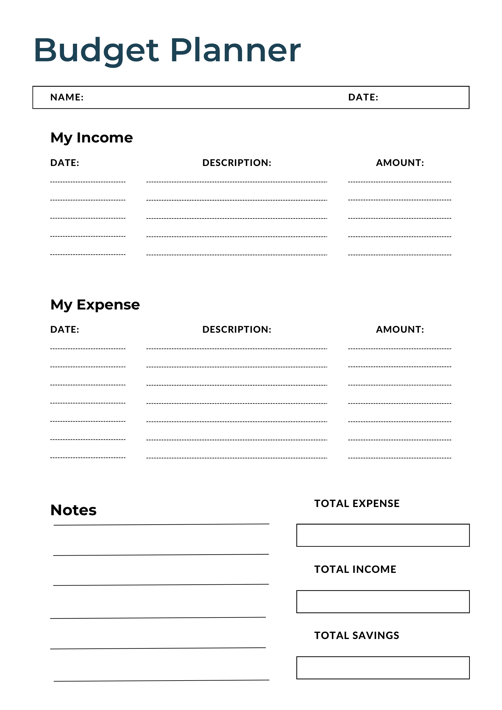 Free Budget Template Printable Free Budget Template Printable