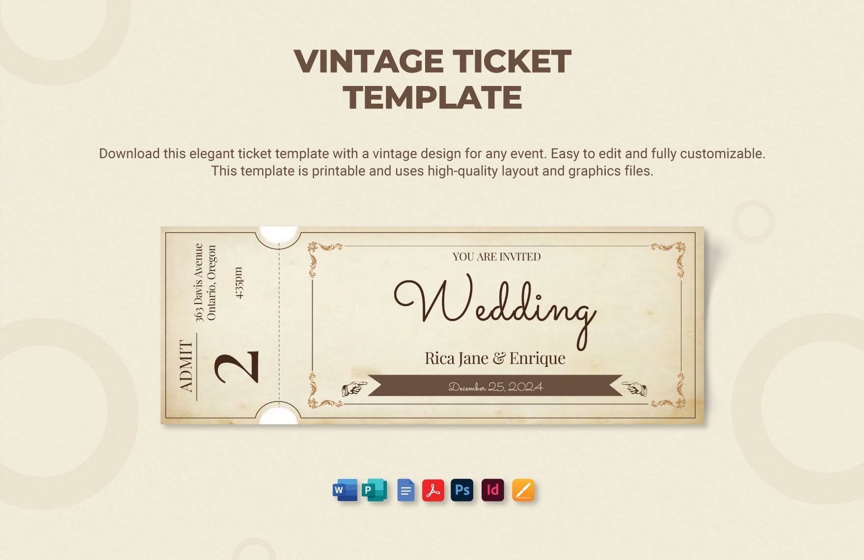 Printable Editable Ticket Template Printable Editable Ticket Template