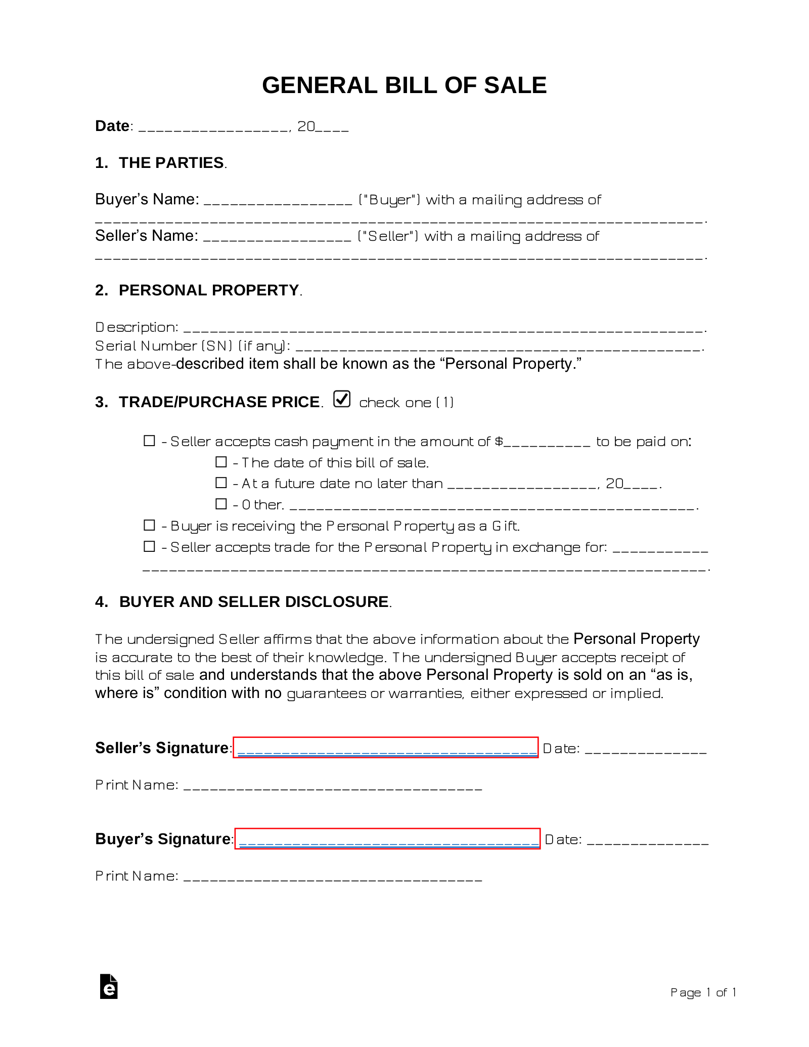 Free General Personal Property Bill Of Sale Form PDF Word EForms Free General Personal Property Bill Of Sale Form PDF Word EForms