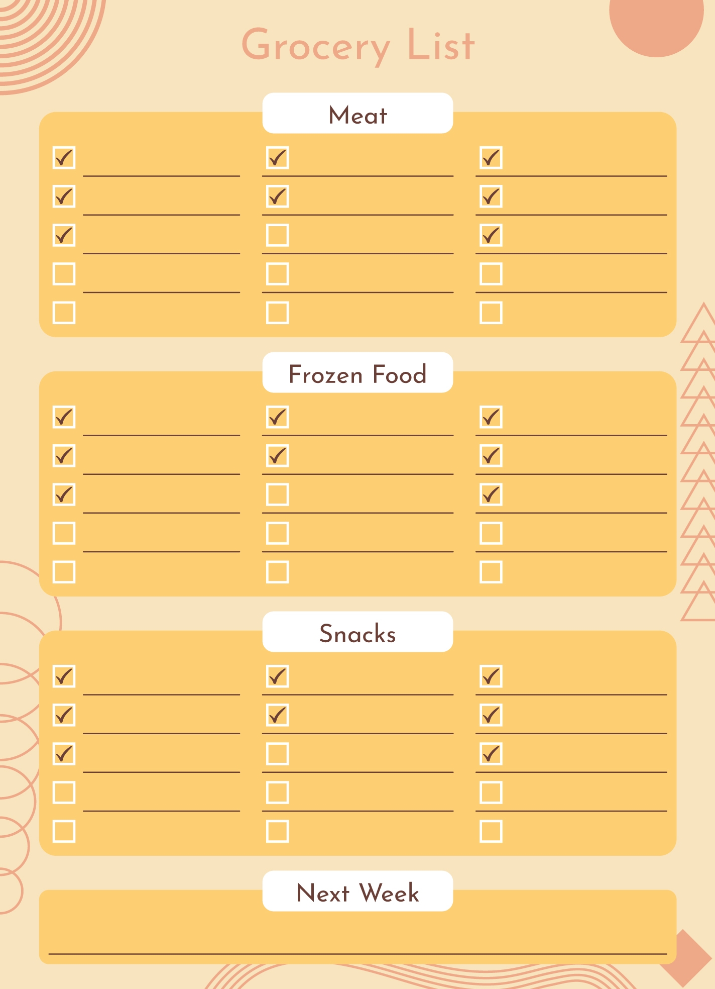 Free Printable Shopping List Template