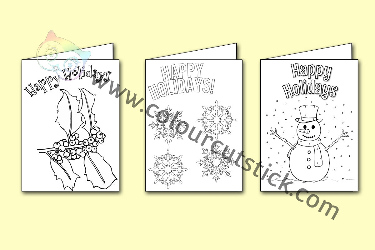 FREE Happy Holidays Card Colouring Coloring Pages Colour Cut FREE Happy Holidays Card Colouring Coloring Pages Colour Cut