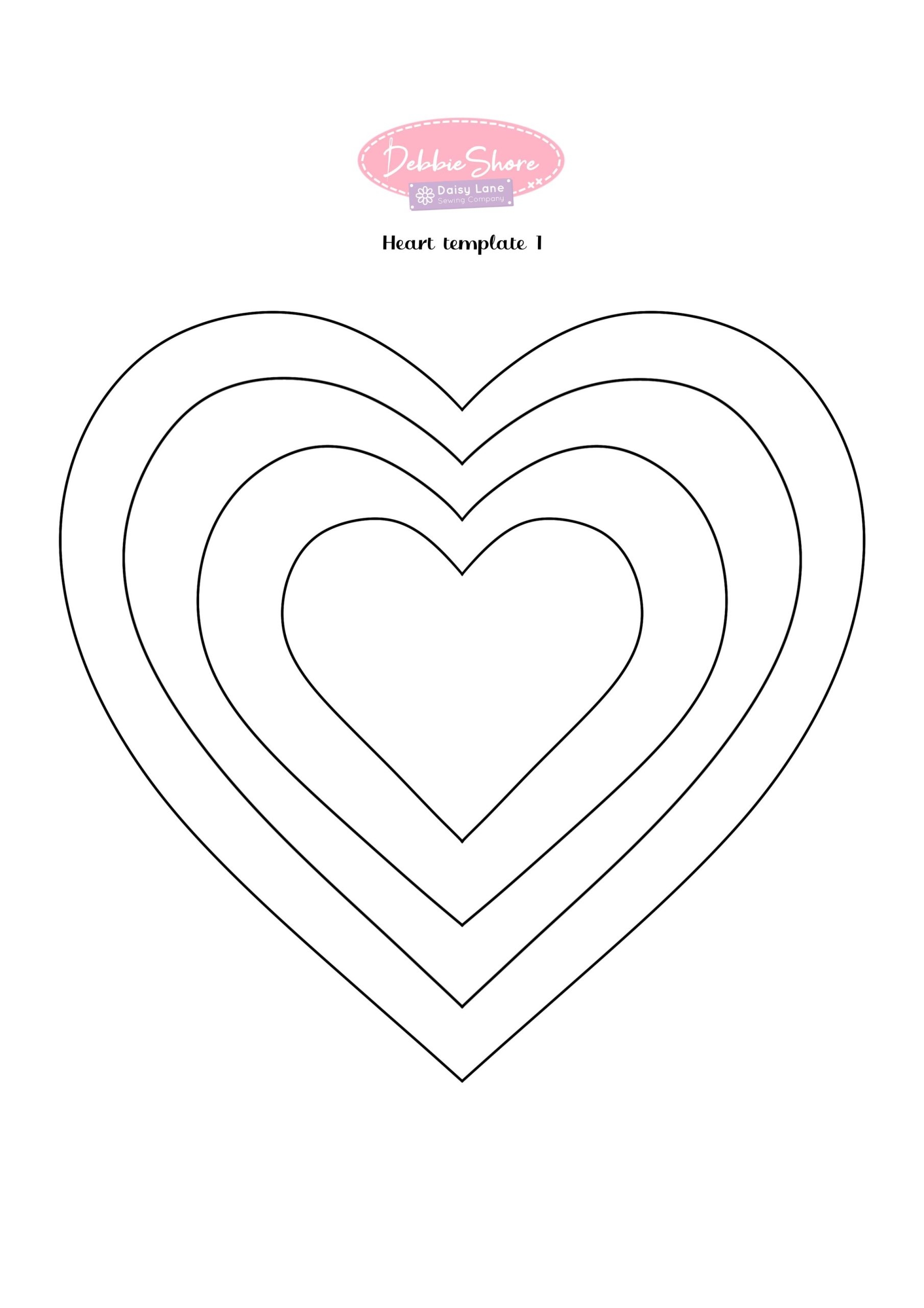 FREE Heart Shape Template Download 2 Styles Debbie Shore Sewing Worksheets Library FREE Heart Shape Template Download 2 Styles Debbie Shore Sewing Worksheets Library