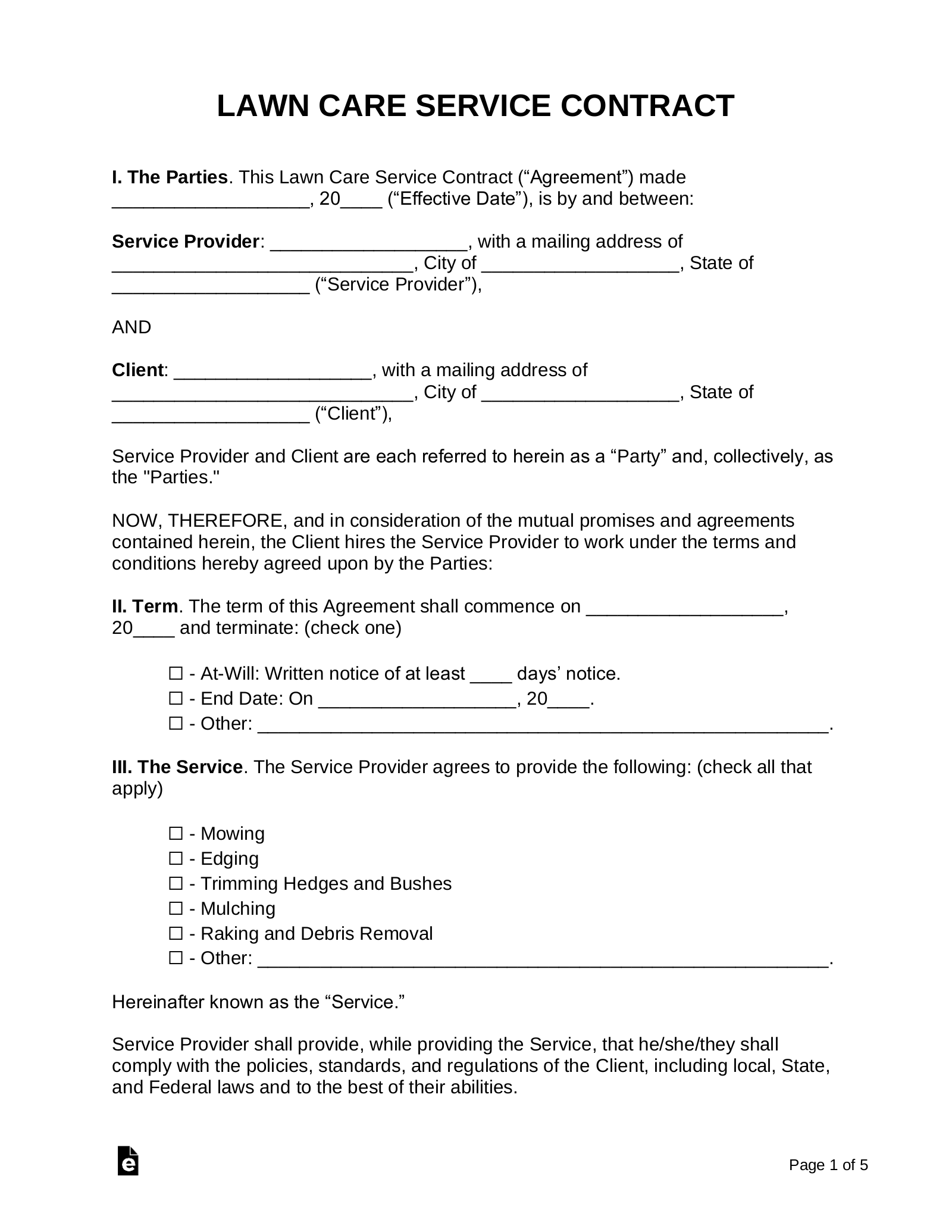 Printable Tree Removal Contract Template Printable Tree Removal Contract Template
