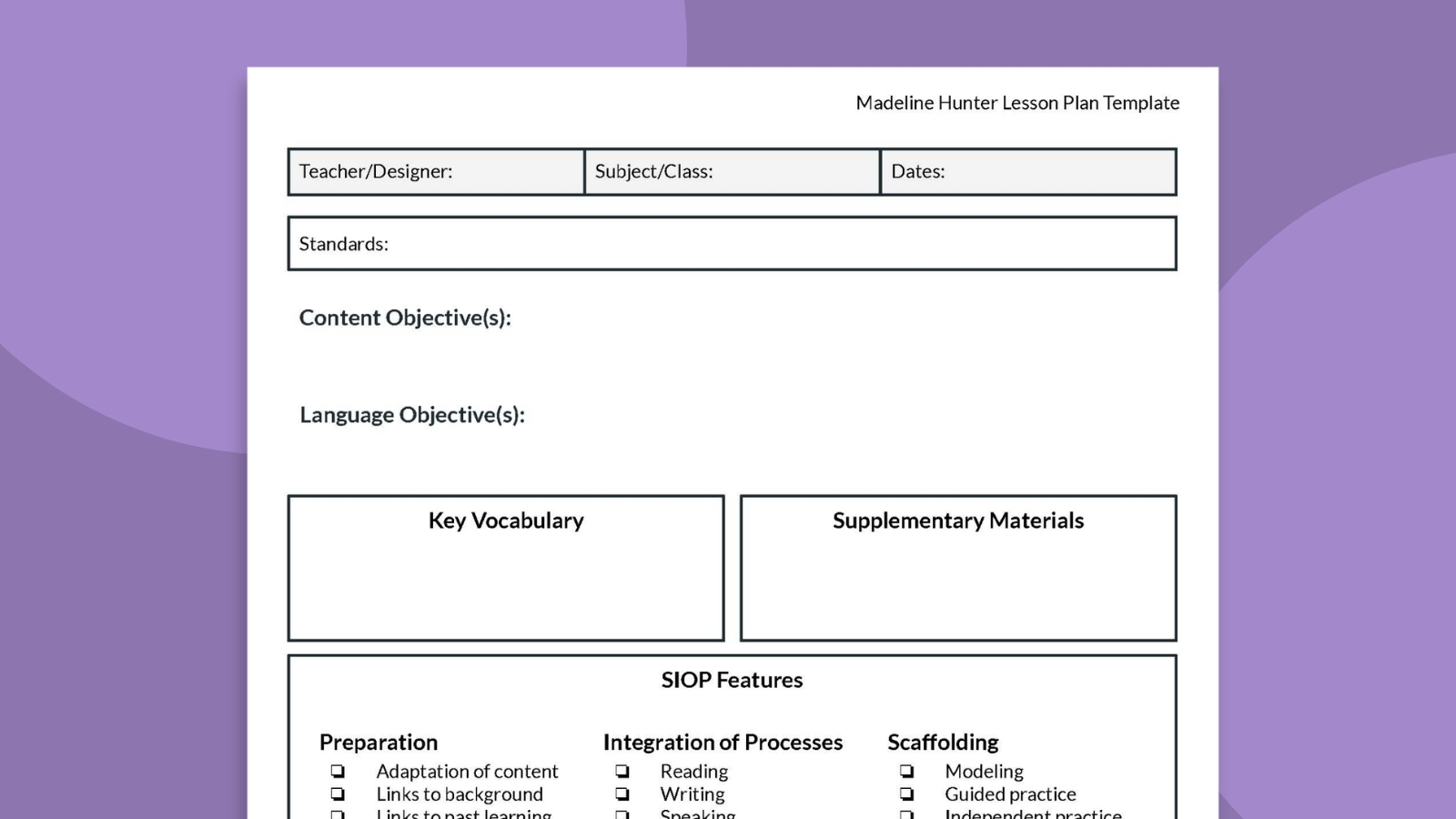 Free Printable Lesson Plan Template Free Printable Lesson Plan Template