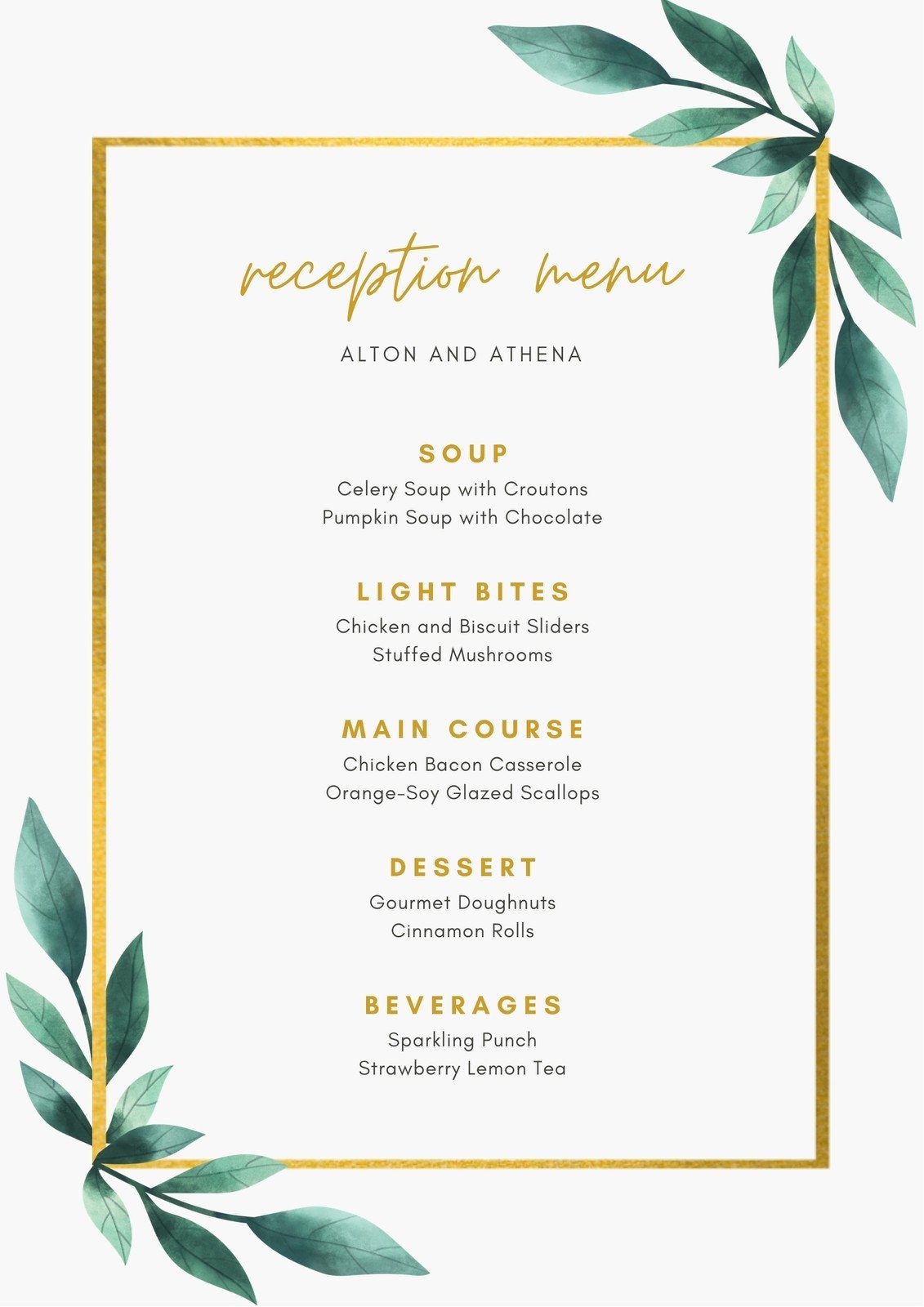 Printable Menu Template Printable Menu Template