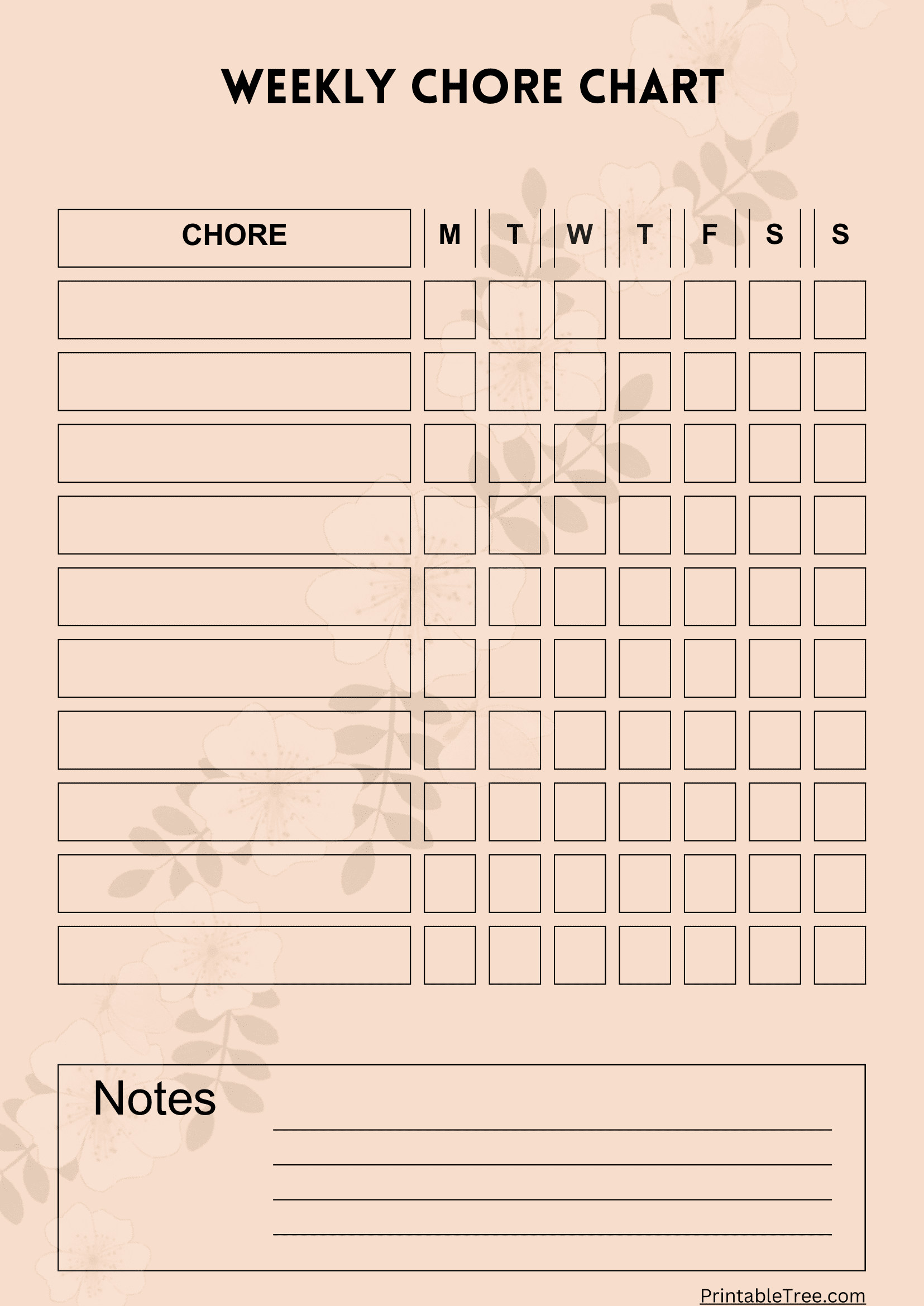 Printable Chore Chart Template