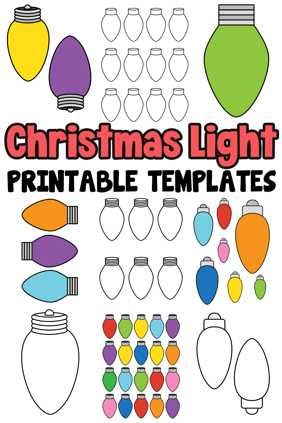 Christmas Light Bulb Template Printable