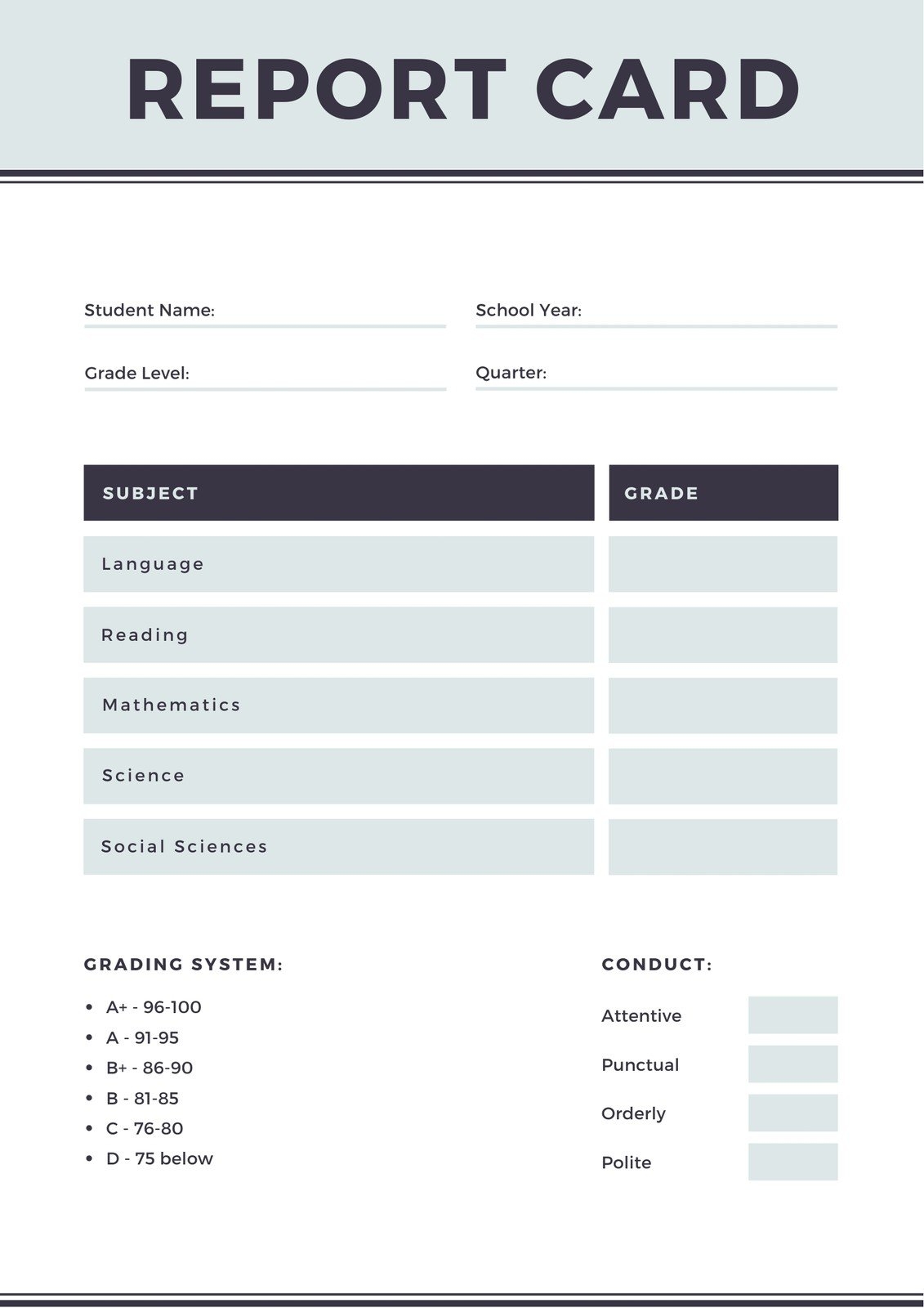 Free Printable Customizable Report Card Templates Canva Free Printable Customizable Report Card Templates Canva
