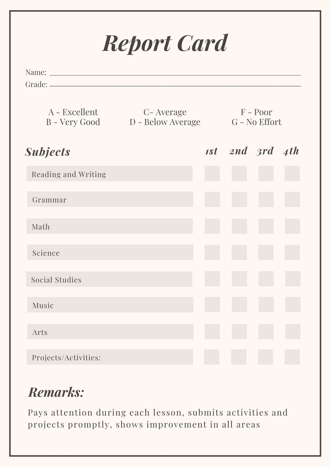 Free Printable Customizable Report Card Templates Canva Free Printable Customizable Report Card Templates Canva