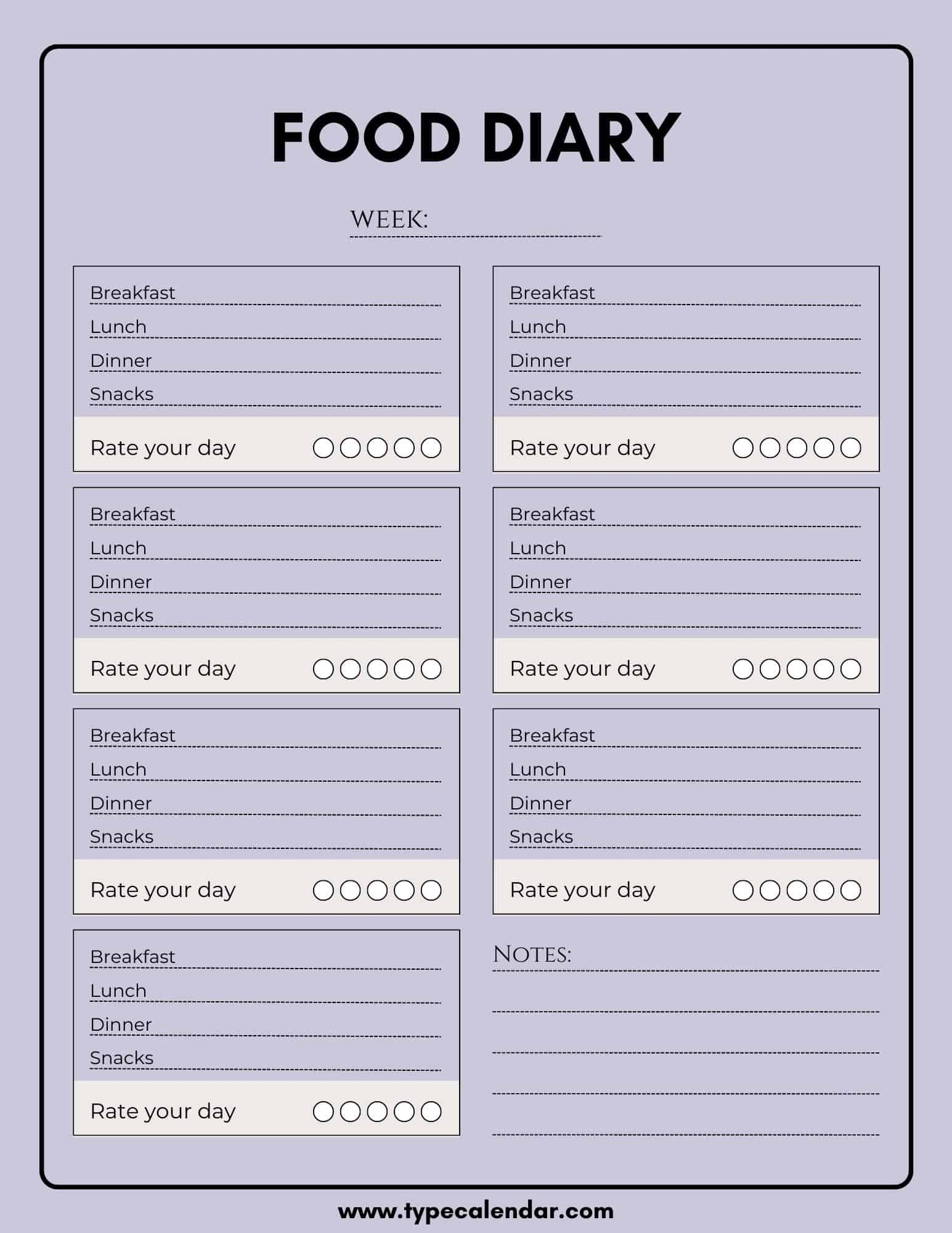 Food Journal Printable Template Food Journal Printable Template
